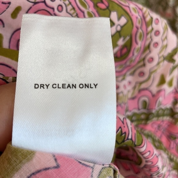 Charina Sarte Green pink tiered Paisley print Nara swing dress S NWT - Picture 8 of 8